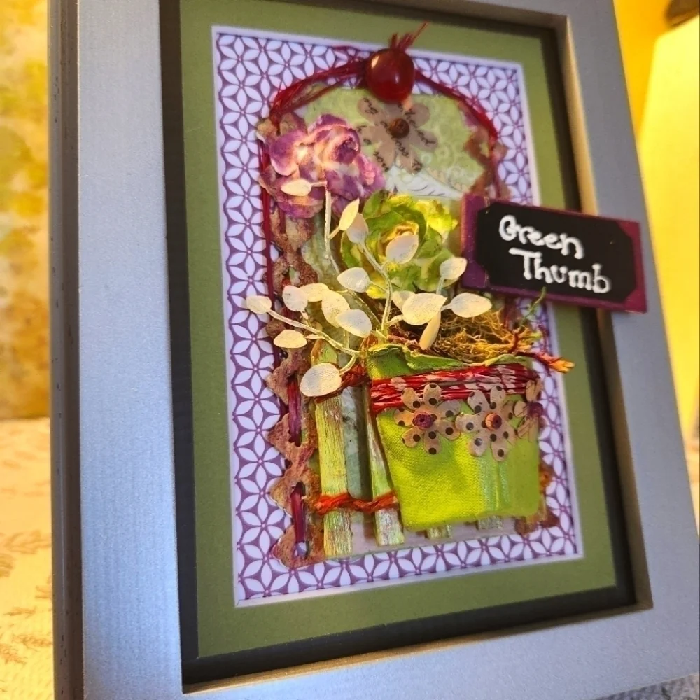 Handcrafted 3D Framed approx (7.5 x 9) GardenFloral Design.Home Decor or gift it
